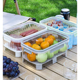 Cutie de Depozitare Portabila, Vivimall, cu Separator pentru Gheata si Scurgere, Mentine Rece, Caserola Pranz, 25x16.5x11.5 cm, Gri/Transparent - vivimall.ro