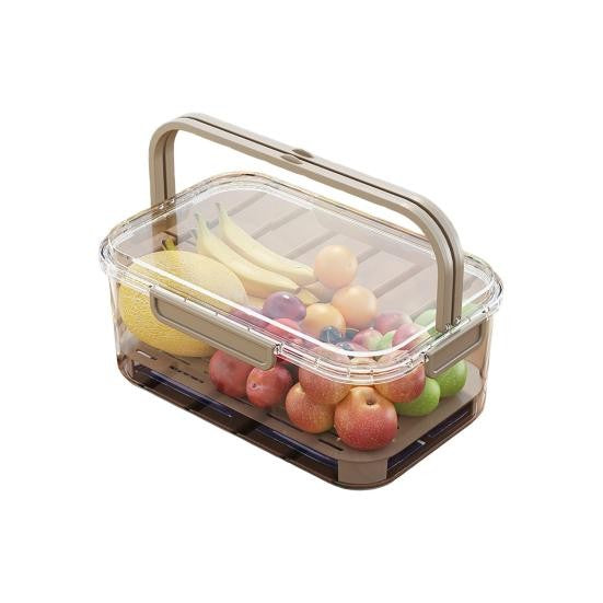 Cutie de Depozitare Portabila, Vivimall, cu Separator pentru Gheata si Scurgere, Mentine Rece, Caserola Pranz, 25x16.5x11.5 cm, Gri/Transparent - vivimall.ro