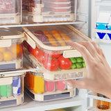 Cutie de Depozitare Portabila, Vivimall, cu Separator pentru Gheata si Scurgere, Mentine Rece, Caserola Pranz, 25x16.5x11.5 cm, Crem/Transparent - vivimall.ro