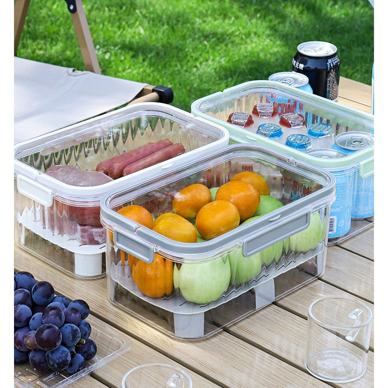 Cutie De Depozitare Portabila, Cu Separator Pentru Gheata Si Scurgere, Mentine Rece, Caserola Pranz, 25X16.5X11.5 Cm, Crem/Transparent - vivimall.ro
