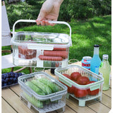 Cutie de Depozitare Portabila, Vivimall, cu Separator pentru Gheata si Scurgere, Mentine Rece, Caserola Pranz, 25x16.5x11.5 cm, Verde/Transparent - vivimall.ro