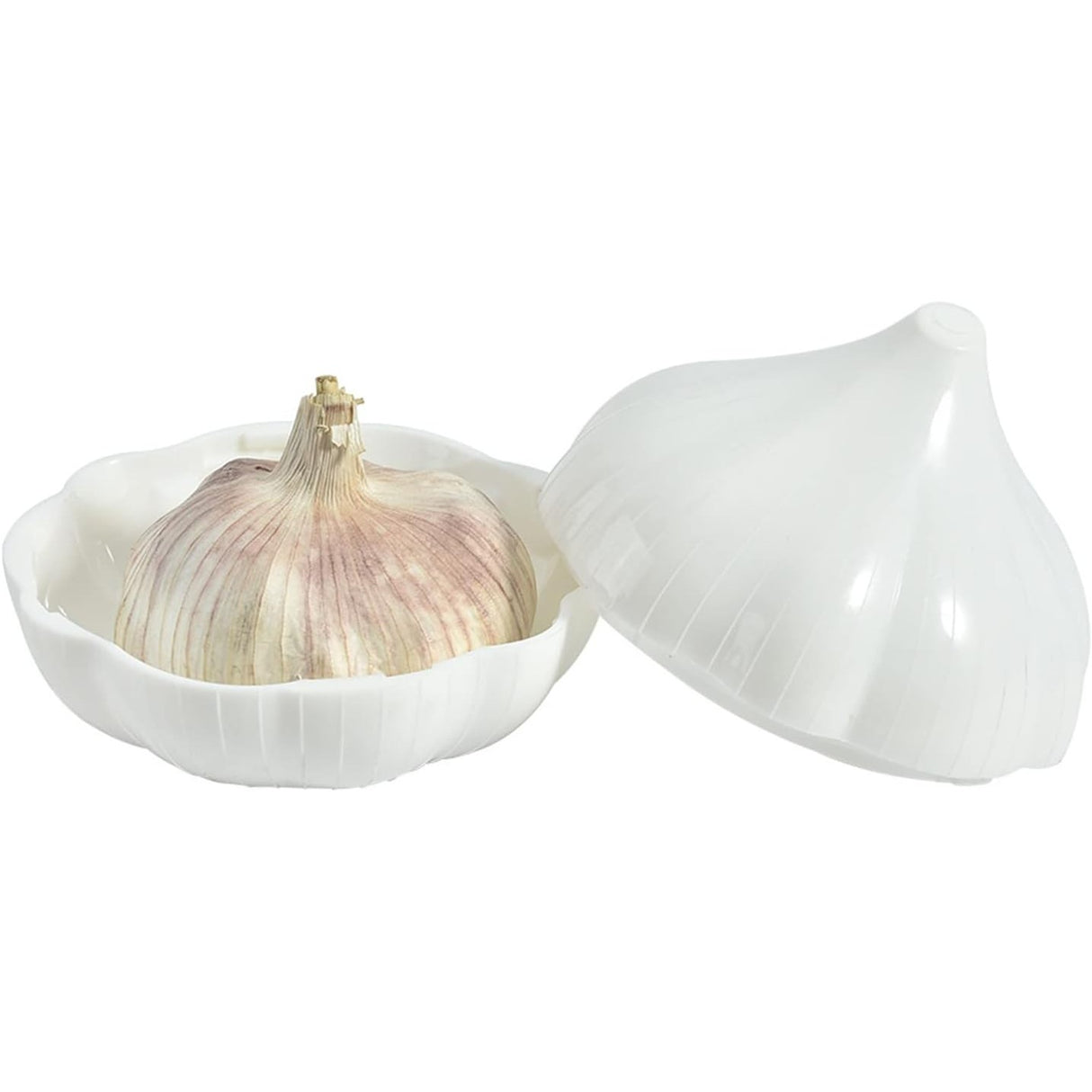 Cutie Alimentara, Vivimall, Model Usturoi, din Plastic, 9 x 9 x 9 cm, 350 ml, Alb - vivimall.ro