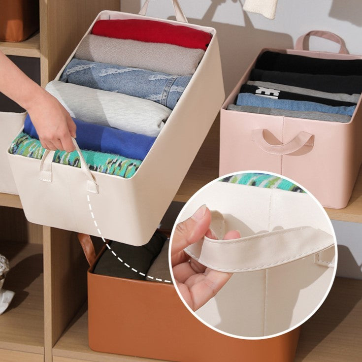 Cutie De Depozitare Tip Cos, Material Piele Ecologica, Pliabila, 26 L, Cadru Metalic, Cu Manere