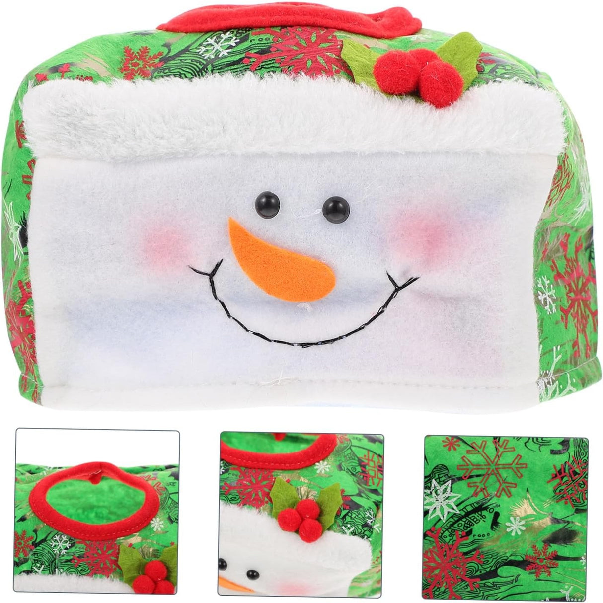 Cutie Decorativa pentru Servetele, Vivimall, Model Om de Zapada, Tematica Craciun, 16 x 10 cm, Verde - vivimall.ro