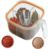 Cutie Depozitare Alimente, Vivimall, din Plastic/Silicon, 20 x 10 x 10 cm, 5 Compartimente, Alb/Portocaliu - vivimall.ro