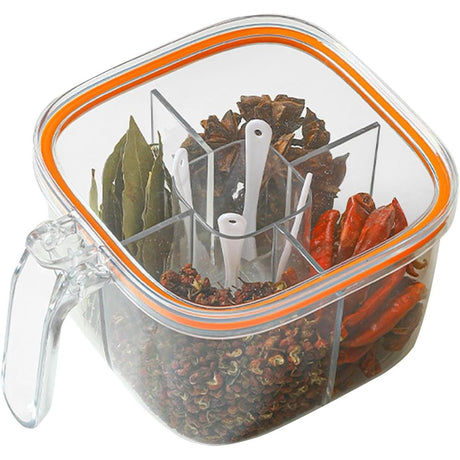 Cutie Depozitare Alimente, Vivimall, din Plastic/Silicon, 20 x 10 x 10 cm, 5 Compartimente, Alb/Portocaliu - vivimall.ro