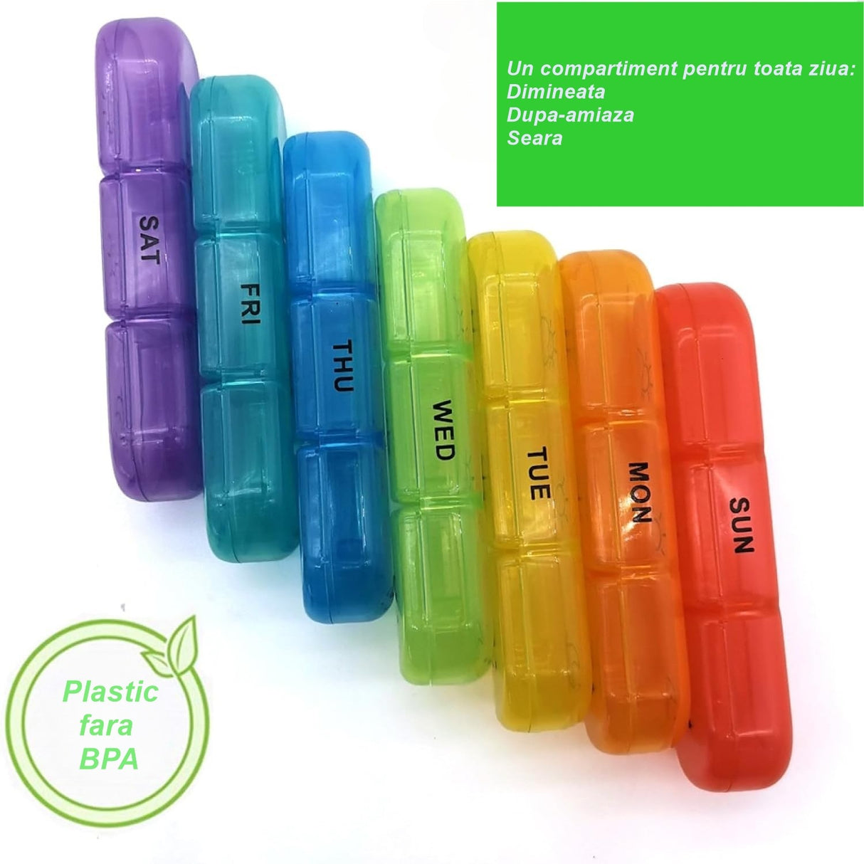 Organizator Medicamente 21 Compartimente | MediTrack - vivimall.ro