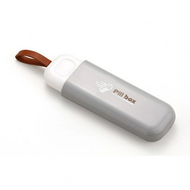 Cutie Depozitare Medicamente, Vivimall, Portabila, 3 Compartimente, Tip Breloc, Plastic, Glisanta, Gri, 10.7x3.6x1.6 cm - vivimall.ro