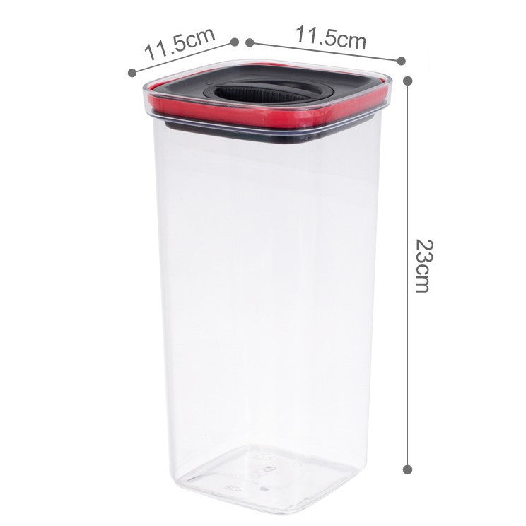 Cutie De Depozitare Alimente, Cutie De Tip Container, Recipient Pentru Cereale In Bucatarie, 11.5 X 11.5 X 23 Cm, Volum 2000 Ml, Transparenta Cu Capac Negru - vivimall.ro
