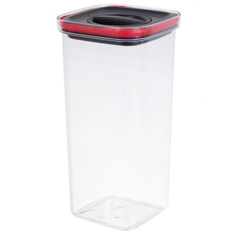 Cutie De Depozitare Alimente, Cutie De Tip Container, Recipient Pentru Cereale In Bucatarie, 11.5 X 11.5 X 23 Cm, Volum 2000 Ml, Transparenta Cu Capac Negru - vivimall.ro