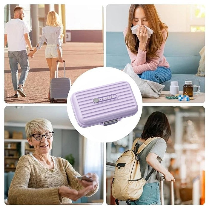 Cutie Medicamente, Vivimall, Mov, 7 Compartimente, Portabila si Compacta, 11x7.2x3.5 cm, Ideala pentru Uzul Cotidian - vivimall.ro