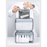 Geanta cosmetice voiaj, Vivimall, material textil, impermeabil, Gri, 12.5 x 9 x 22 cm - vivimall.ro