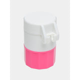 Cutie Pastile Multifunctionala, Vivimall, 4 in 1, Pahar Apa, Taiere, Sfaramare, Depozitare, Compact, ABS cu Lama din Inox, Alb/Roz, 8.7x6.2x4.1 cm - vivimall.ro