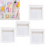 Set 4 Cutii pentru Baloane, Vivimall, Model Simplu, Tematica Aniversare, Cuburi Decorative din Plastic, Accesorii pentru Petrecere, 30 x30 cm, Transparente Contur Alb - vivimall.ro