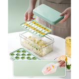 Set Cutie pentru Gheata, Vivimall, Uz Casnic, 1 Tavita pentru Cuburi, Capac Etans, Lopata, 23.5x13.3x10 cm, Verde - vivimall.ro