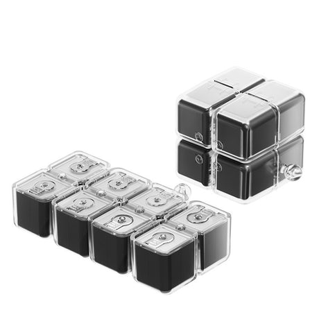 Cutie pentru Medicamente, Flippy, Model Rubik' Cube, cu Curea de Agatare, Dozator Portabil de Medicamente, Dispenser Pastile, estimat pentru 7 zile, 7.3 x 6 x 6 cm, Negru