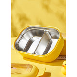 Cutie Pentru Pranz Sau Gustari, Cu Doua Compartimente, Model Ratusca, Pentru Copii Si Adulti, Etansare, Pp, Perfect Pentru Scoala Si Birou, 1000 Ml, 22.5X14.5X8 Cm, Galben - vivimall.ro
