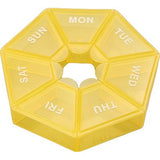 Cutie separator medicamente cu zilele saptamanii, Vivimall, Plastic, 7 compartimente, Galben - vivimall.ro