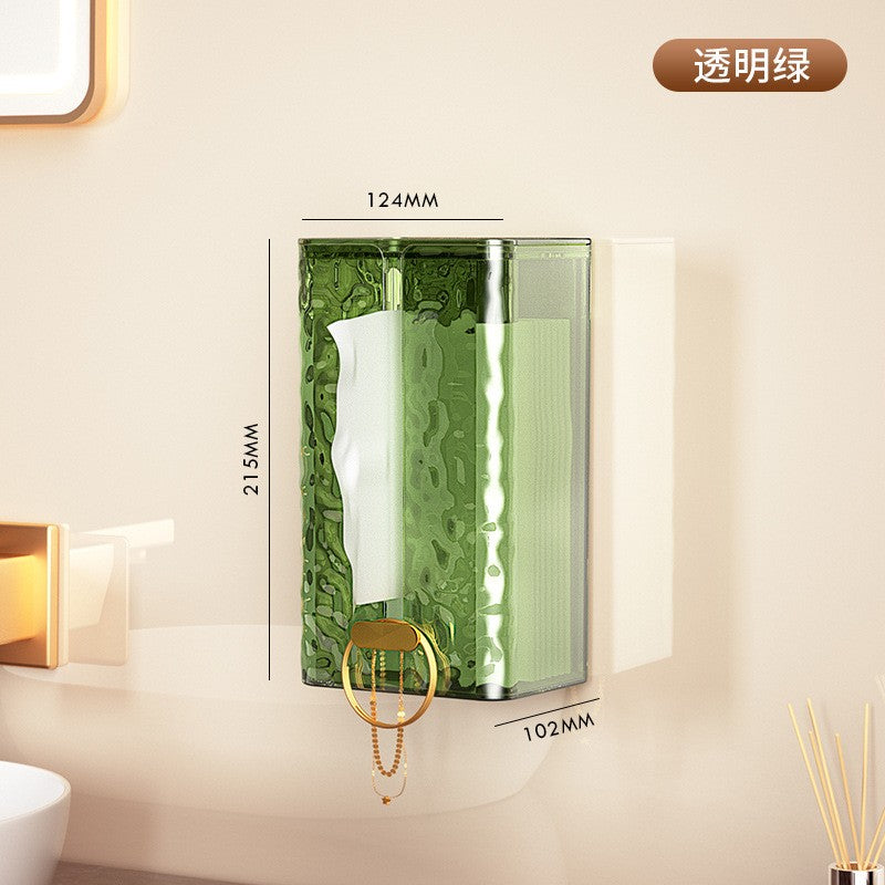 Cutie suport servetele eleganta Vivimall, cu montare pe perete sau dulap, material plastic dur, 21.3 x 8.7 x 12 cm, verde - vivimall.ro