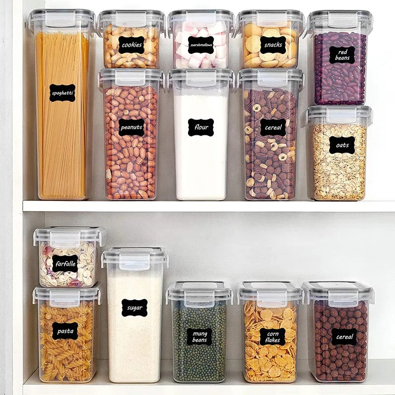 Cutii De Depozitare Alimente, Set Din 15 Cutii Pentru Condimente, Cereale, Cutii Pentru Bucatarie, Din Plastic Pp, Cutii Alimentare, Diferite Dimensiuni, Transparente - vivimall.ro