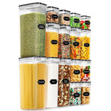 Cutii De Depozitare Alimente, Set Din 16 Cutii Pentru Condimente, Cereale, Cutii Pentru Bucatarie, Din Plastic Pp, Cutii Alimentare, Diferite Dimensiuni, Transparente - vivimall.ro