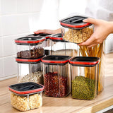Cutii De Depozitare Alimente, Set Din 5 Cuti De Tip Container, Recipiente Pentru Cereale In Bucatarie,A- Transparente Cu Capac Negru - vivimall.ro
