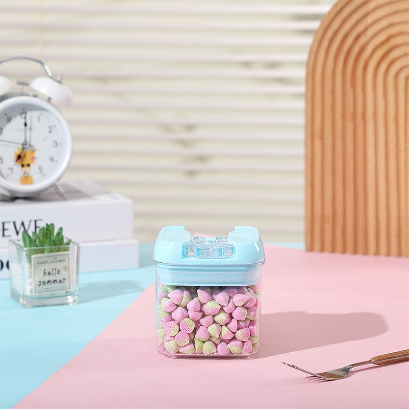 Set 5 Cutii de Depozitare Alimente, Vivimall, 1 x 500ml, 2 x 800ml, 1 x 1200ml, 1 x 1900ml, Capac Albastru, din PP+PET, Inchidere Ermetica, Transparent - vivimall.ro