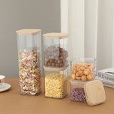 Cutii De Depozitare Alimente, Set Din 5 Cutii De Tip Container, Cutii Pentru Cereale, Din Plastic, Capac Din Bambuc, 1Pc 0.5 L. 2Pc 0.8 L, 2Pc 1.2 L, 1Pc 1.9 L, Transparente - vivimall.ro