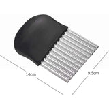 Cutit Pentru Cartofi Ondulati, Pentru Legume, Forma Ondulata, Usor De Utilizat, Taiere, Negru - vivimall.ro