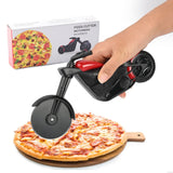 Cutit Pizza Creativ In Forma De Bicicleta, Cu Suport Pentru Cutit, 19 X 12.5 Cm, Otel/Pp, Negru - vivimall.ro