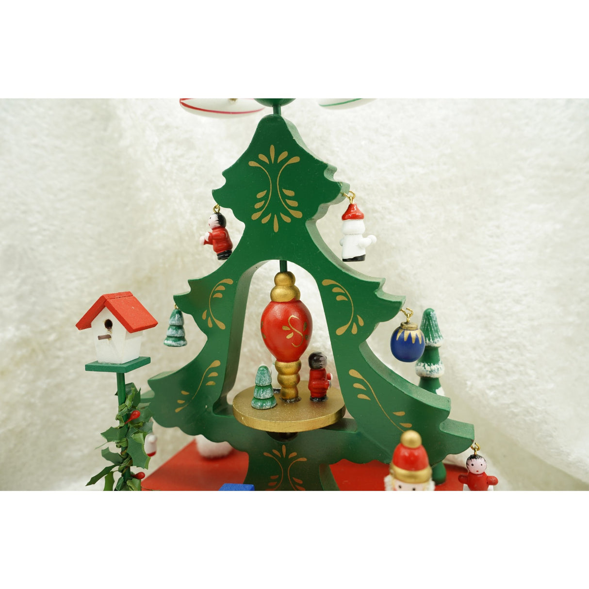 Cutiuta muzicala decorata de Craciun, Brad, Verde, din Lemn, 17 cm x 27 cm, Interior, Vivimall - vivimall.ro