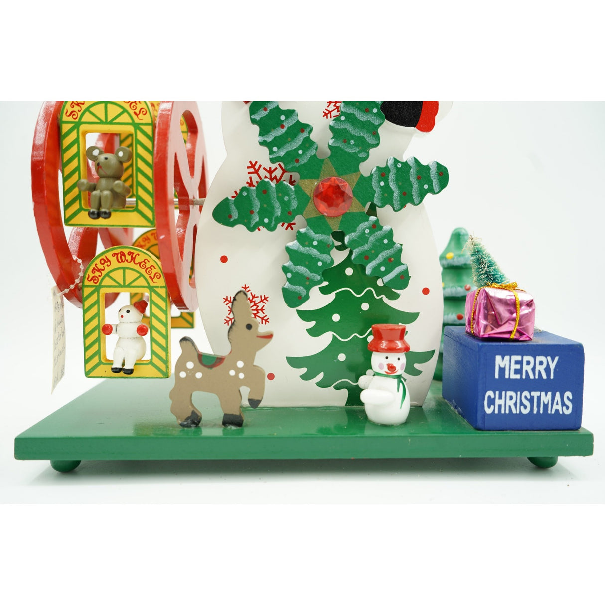 Cutiuta muzicala decorata de Craciun, Om de zapada, Multicolor, din Lemn, 21.5 cm x 24.5 cm, Interior, Vivimall - vivimall.ro