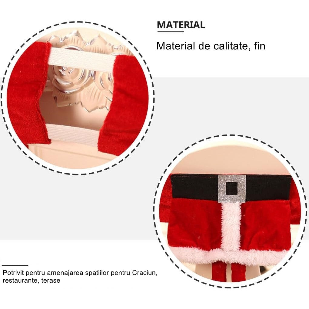 Decoratiune pentru scaun cu tematica de Craciun Vivimall, elastica, material textil/poliester, 46 x 30 cm, rosu - vivimall.ro