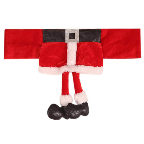 Decoratiune pentru scaun cu tematica de Craciun Vivimall, elastica, material textil/poliester, 46 x 30 cm, rosu - vivimall.ro