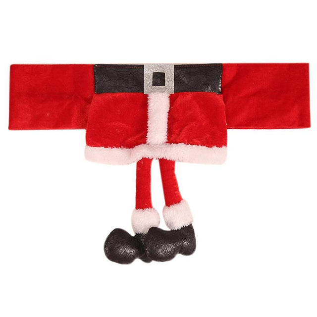 Decoratiune pentru scaun cu tematica de Craciun Vivimall, elastica, material textil/poliester, 46 x 30 cm, rosu - vivimall.ro