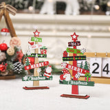 Decoratiune de Craciun din Lemn, Flippy, pentru Masa, Scris We Wish You A Merry Christmas, Model Bradut, 21.5x12.2x4 cm, Multicolor - vivimall.ro