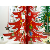 Decoratiune Craciun, Brad, Rosu/Alb, 15 cavitati cu ornamente, 25.5 cm x 33 cm, Lemn, Vivimall - vivimall.ro