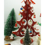 Decoratiune Craciun, Brad, Rosu/Alb, 8 cavitati cu ornamente, 18.5 cm x 33 cm, Lemn, Vivimall - vivimall.ro