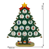 Decoratiune Craciun, Brad, Verde, 15 cavitati cu ornamente, 25.5 cm x 33 cm, Lemn, Vivimall - vivimall.ro