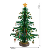 Decoratiune Craciun, Brad, Verde/Alb, 15 cavitati cu ornamente, 25.5 cm x 33 cm, Lemn, Vivimall - vivimall.ro