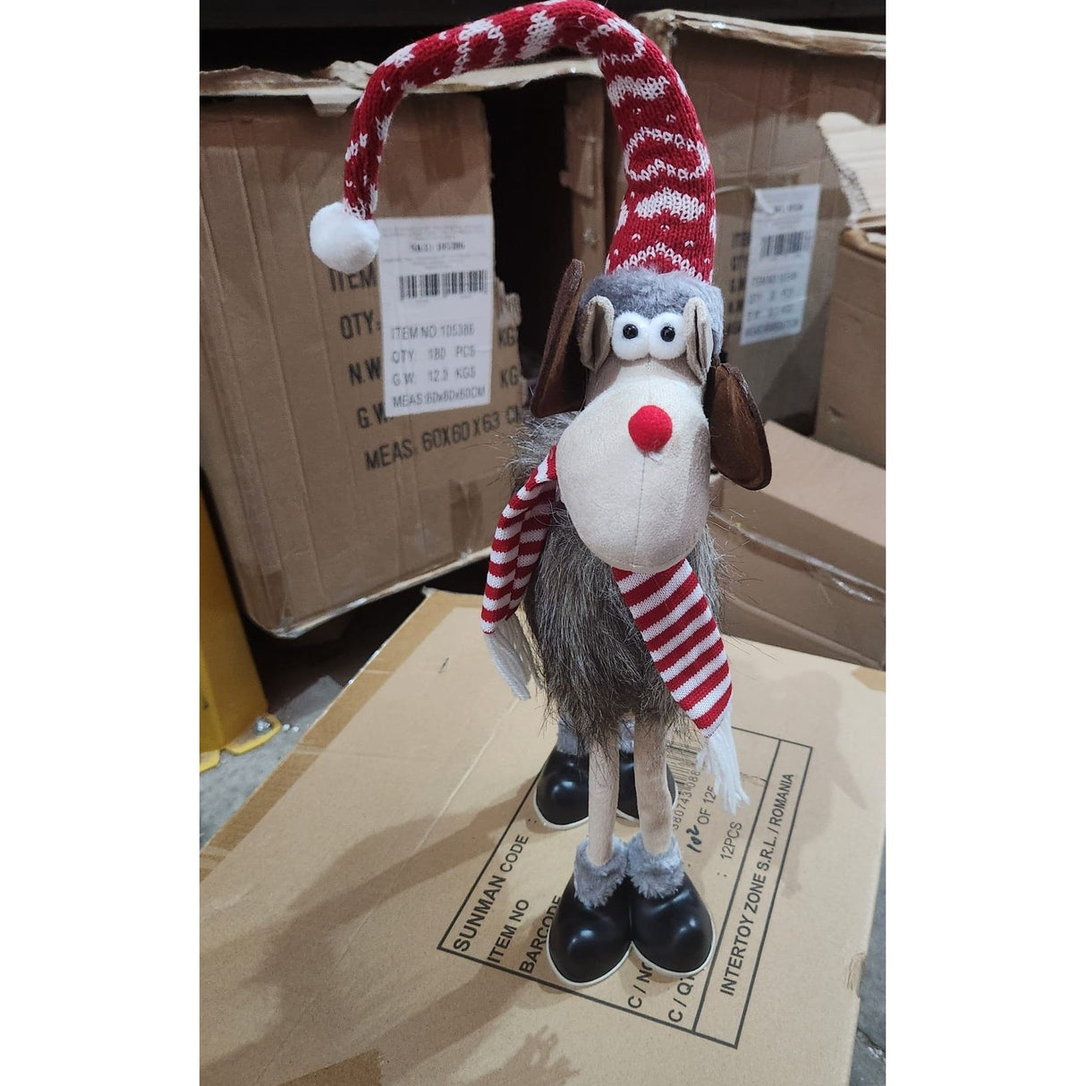 Figurina de Craciun, Vivimall, Ren 3D, din Panza si Polistiren, 70 cm Inaltime, Multicolor - vivimall.ro