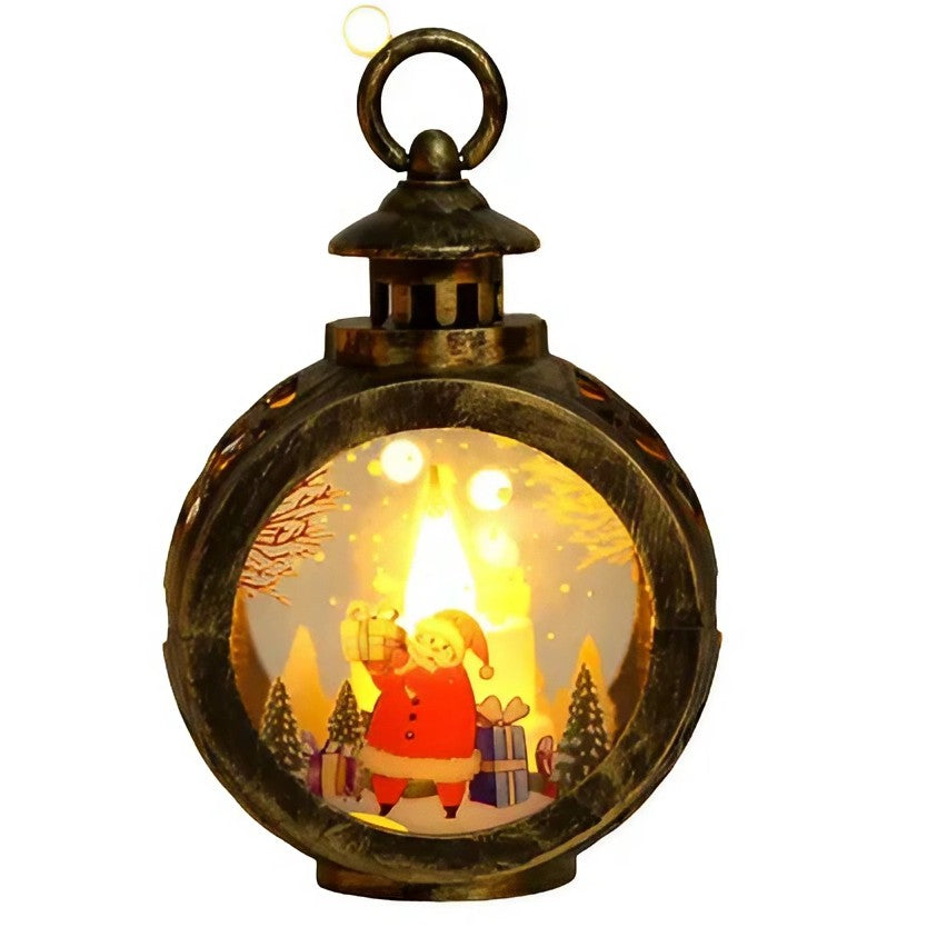 Decoratiune Craciun Tip Felinare Cu Baterii,Lumanare Cu Geam Si Inscriptie Mos Craciun,Lumina Alb Cald,Baterii Incluse, Vintage