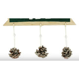 Decoratiune Craciun din Lemn, Vivimall, Model Scris Xmas, Conuri Atarnate, cu Inimioara 25x9 cm, pentru Brad sau Usa, Verde/Argintiu - vivimall.ro