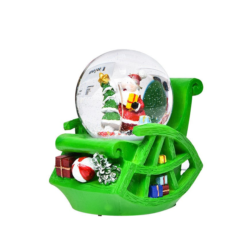 Decoratiune de Craciun din sticla, model 5, Glob muzical de zapada cu lumini, Vivimall - vivimall.ro