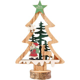 Decoratiune de Craciun, Flippy, din Lemn, 13 x 20 cm, Model Brad cu Stea Verde, Multicolor - vivimall.ro