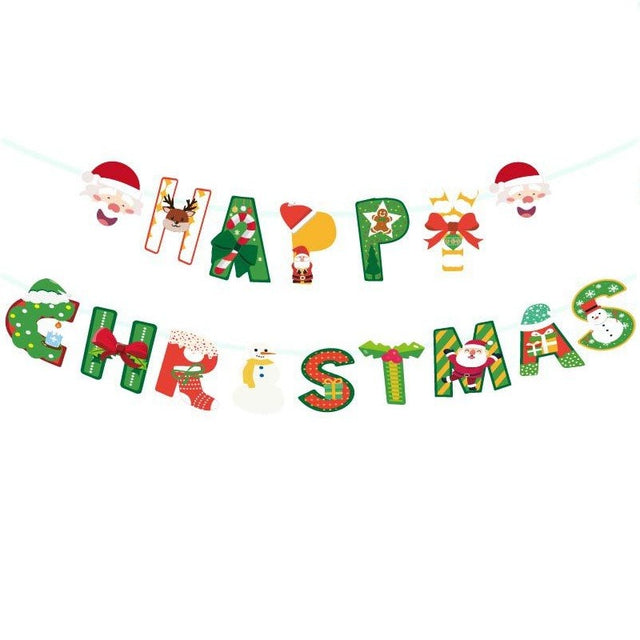 Decoratiune de Craciun, Vivimall, Tip Banner, 16 Piese, pentru Usa sau Perete, Multicolor, Sfoara Inclusa, Model C - vivimall.ro