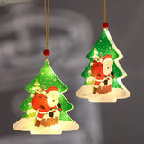 Decoratiune de Craciun Luminoasa in forma de Brad, 11.5 x 10.6 cm, Mos Craciun langa brad, cu agatatoare, Alb Cald, Vivimall - vivimall.ro