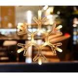 Decoratiune de Craciun Luminoasa in forma de Fulg, 19x19 cm, cu Ventuza, Alb Cald, Vivimall - vivimall.ro