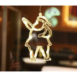 Decoratiune de Craciun Luminoasa in forma de Mos Craciun, 21x13 cm, cu Ventuza, Alb Cald, Vivimall - vivimall.ro