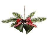 Decoratiune de Craciun pentru Brad, Flippy, Model 2 Clopotei de Craciun cu Crenguta de Brad, Decoratiune pentru Interior de Craciun, Verde mat - vivimall.ro